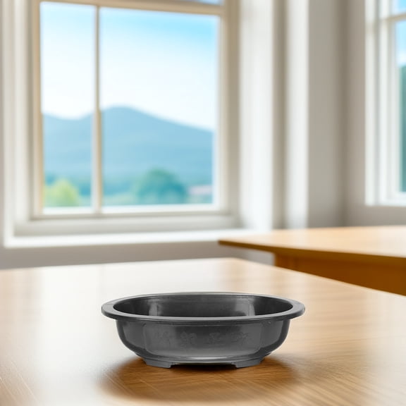 Amosfun 5Pcs Oval Black Garden Planter Pots Lightweight Decorative Flower Containers