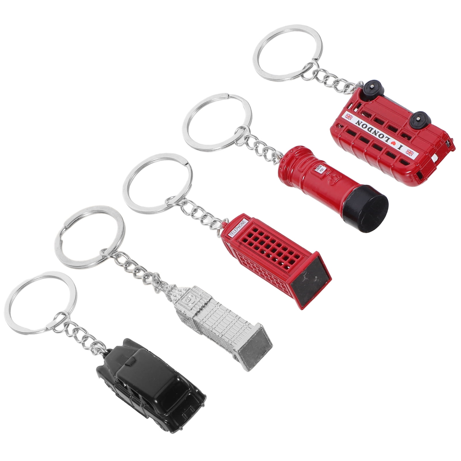 Versatile Keychain Amosfun London Bus Keychain Set, 5-Piece Zinc Alloy Assorted Colors ...