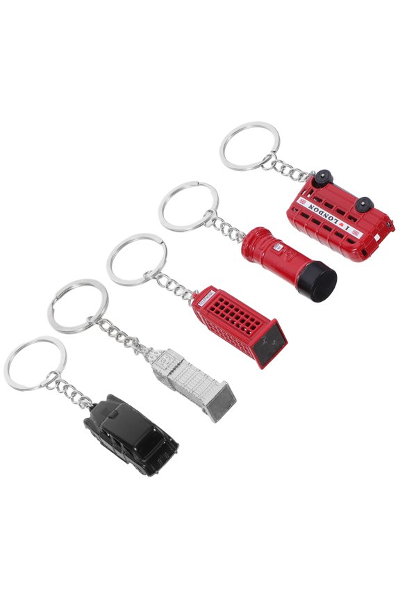Bus Model Keychain Set Metal London Souvenirs Assorted Color Decorative Accessory