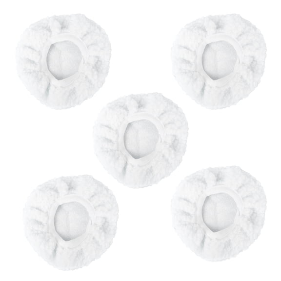 Amosfun 5Pcs Car Polishing Lambswool Bonnet White Woolen Fleece Pads with High Water Absorption