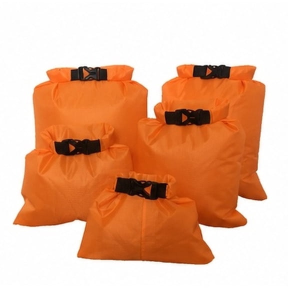Amosfun 5Pcs Drifting Waterproof Bags Orange Durable for Camping Outdoor Water Sports Storage