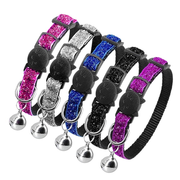 Amosfun 5-Pack Nylon Dog Collars with Breakaway Safety Buckle, Bell, and D- for Secure and Comfortable Fit