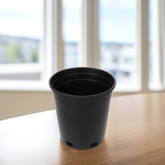 Amosfun 5Pcs Premium Plastic Flowerpot Black Thicken Bucket Ideal for Garden Balcony and Business Area
