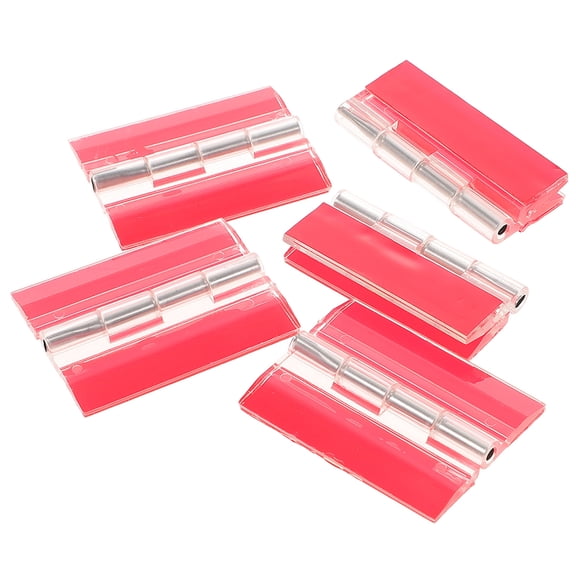 Amosfun 5Pcs Red Acrylic Hinges for Glass Plastic Self Adhesive Compact Noise Free DIY Hinges