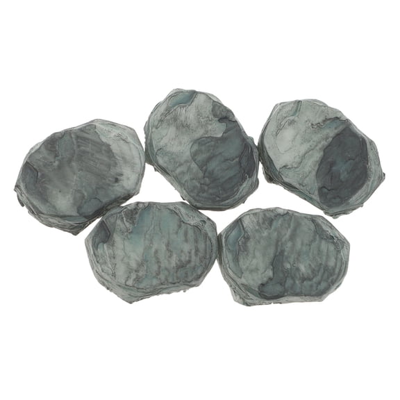 Amosfun Resin Micro Landscape Stepping Stones, Grey, Realistic Detailing, Safe and Durable, 5Pcs
