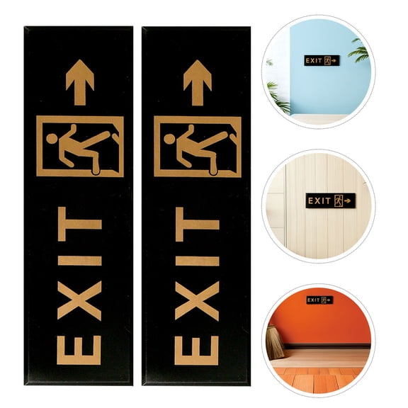 Amosfun 5-Pack Black Acrylic Exit Signs with Arrow, Self-Adhesive for Indoor and Outdoor Office, Commercial Use