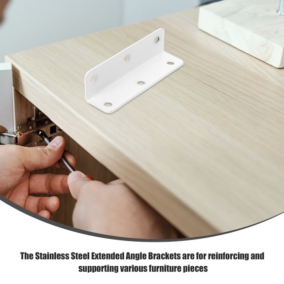 Amosfun 5Pcs Stainless Steel Right Angle Brackets Heavy Duty Corner Brace for Wood Furniture and Shelves