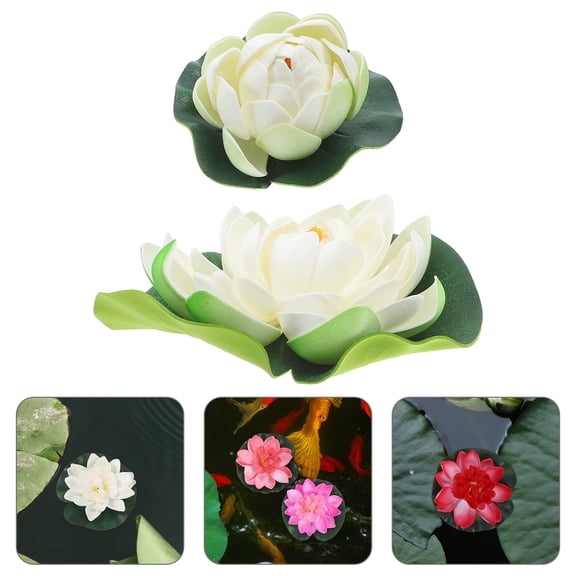 Amosfun 5Pcs White Plastic Aquarium Plants Floating Simulation Flowers for Fish Tank Decor