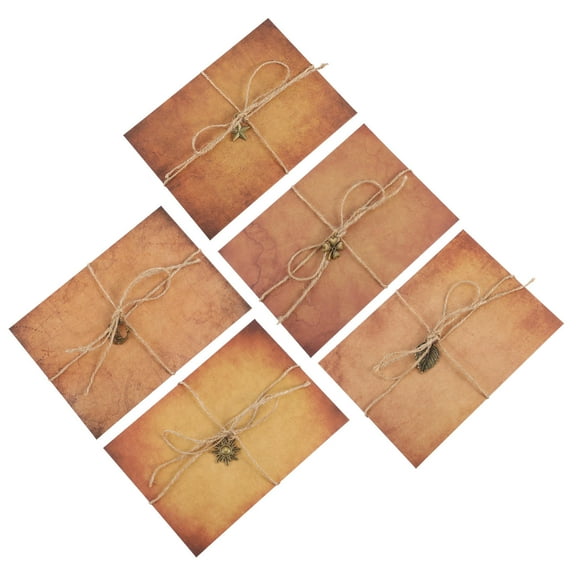 Amosfun 5Set Kraft Paper Envelope and Writing Paper Set No Bleed Ink Vintage Style