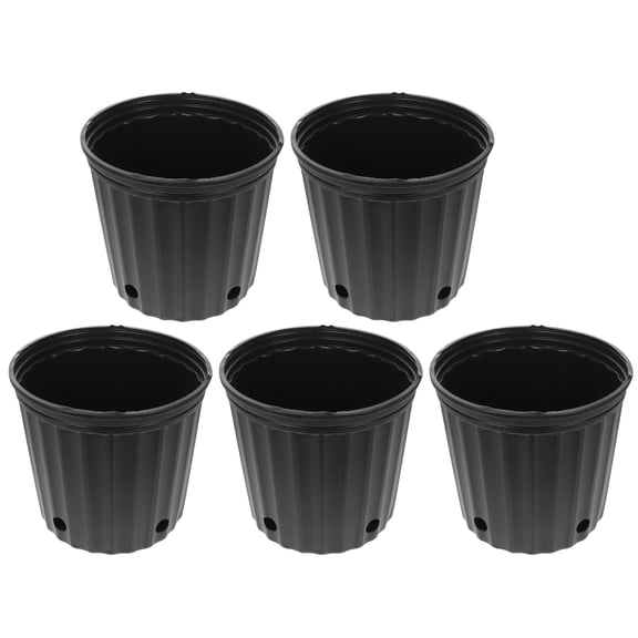 Amosfun 5Pcs Black Plastic Tree Planting Pot with Anti Fall Thickened Bucket for Garden Decoration