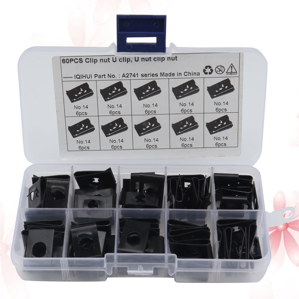 Amosfun 60pcs Automotive Panel Clips U Clip Nut Black for Heavy ...