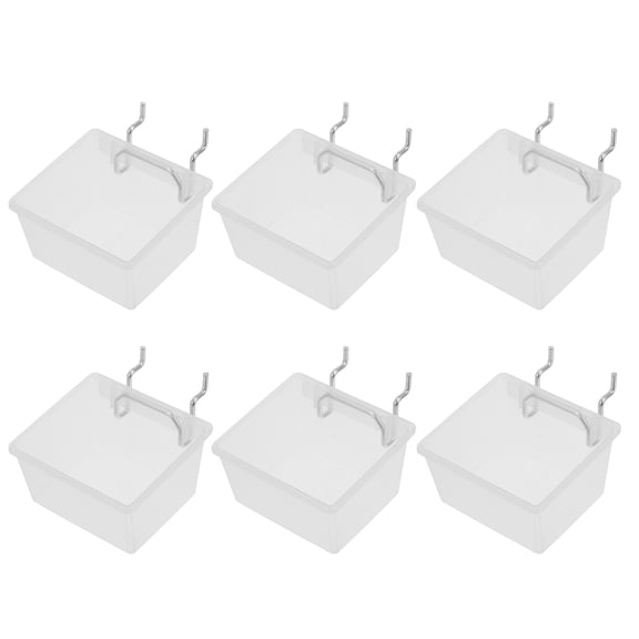 Amosfun 6Pcs Clear Pegboard Storage Bins with Slanted Opening for Garage Tool Organization