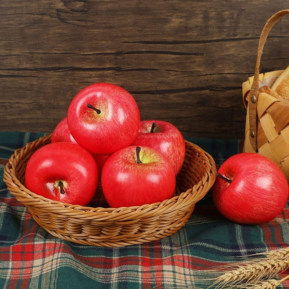 Amosfun Red Plastic Simulation Apple Decor for Home and Photo Studio