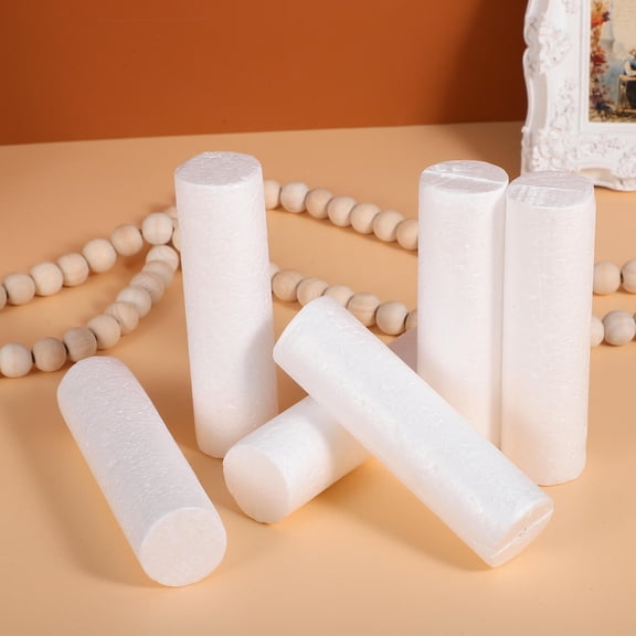 Amosfun 6-Pack White Foam Cylinders for Crafting Custom Holiday Party Centerpieces, Table Decorations, and Displays