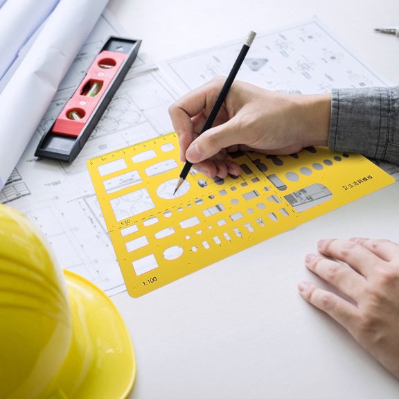 Amosfun 6-Piece Plastic Drawing Stencils Set for Mechanical Engineering and Construction Design Templates