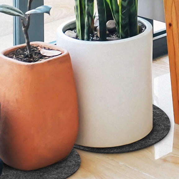 Amosfun 6Pcs Grey Felt Plant Plates Absorbent Flower Pot Foot Pads Soft Fabric Planter Mats