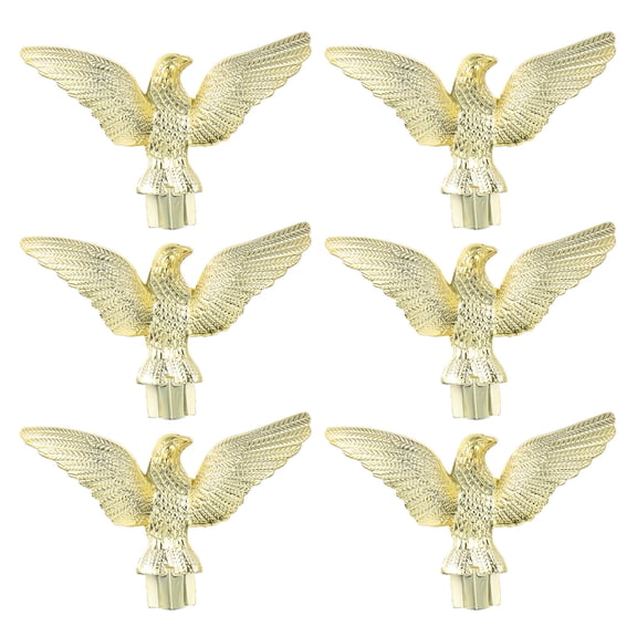 Amosfun 6Pcs Flagpole Eagle Head Ornament Golden Finish with Easy Install Clip for Outdoor Flags