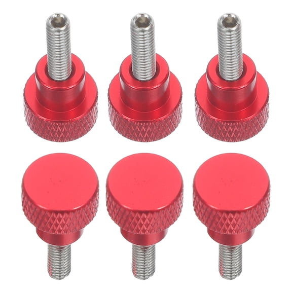 Amosfun 6Pcs Red Aluminum Knurled Thumb Screws for Pc Motherboard Mounting Precise M4 Thread
