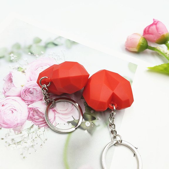 Amosfun 6-Pack Red PVC Valentine's Day Keychains, Decorative Bag Charms and Key Accessories Set