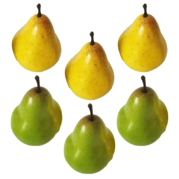 Amosfun 6Pcs Simulation Fruit Model Pears Assorted Color Decorative Fake Fruits for Shop Window Adornment