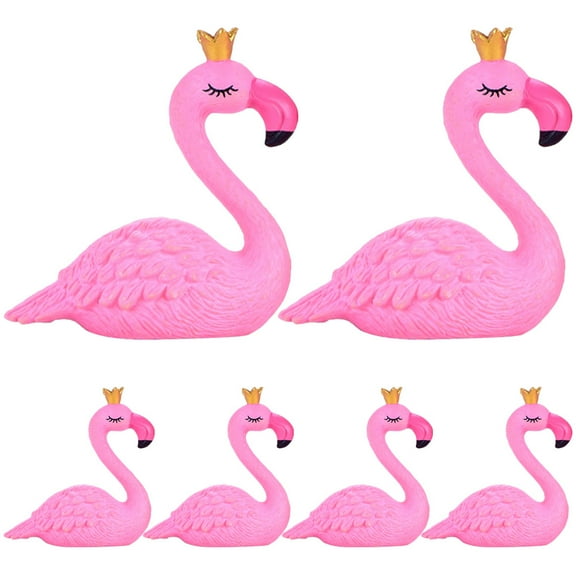 Amosfun Garden Miniature Flamingo Pink PVC 6pcs