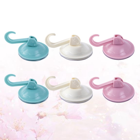 Amosfun 6pcs Multi Purpose Plastic Utility Hook Sucker Hooks for Bathroom Assorted Color Hanging Household Users