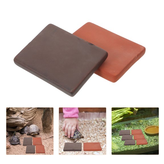 Amosfun 6pcs Turtle Habitat Decor Brick Natural Burnt Clay Ceramic Block