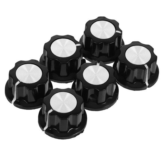 Amosfun 6Pcs Black Volume Control Knobs for Guitar Effect Pedals with Smooth Rotation