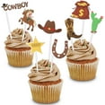 Amosfun 72PCS Cowboy Theme Cupcake Toppers Western Style Party