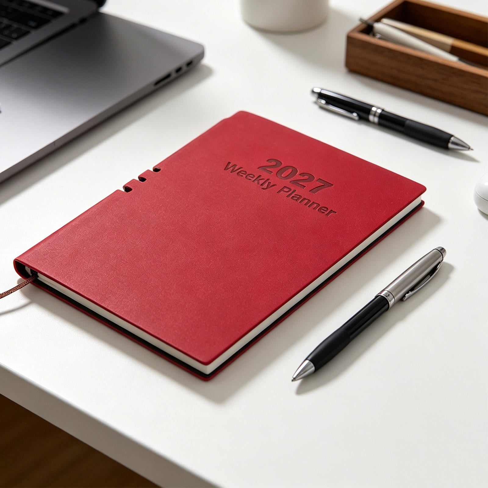 Amosfun Red A5 2027 Daily Planner Notepad for Office with Multifunction ...