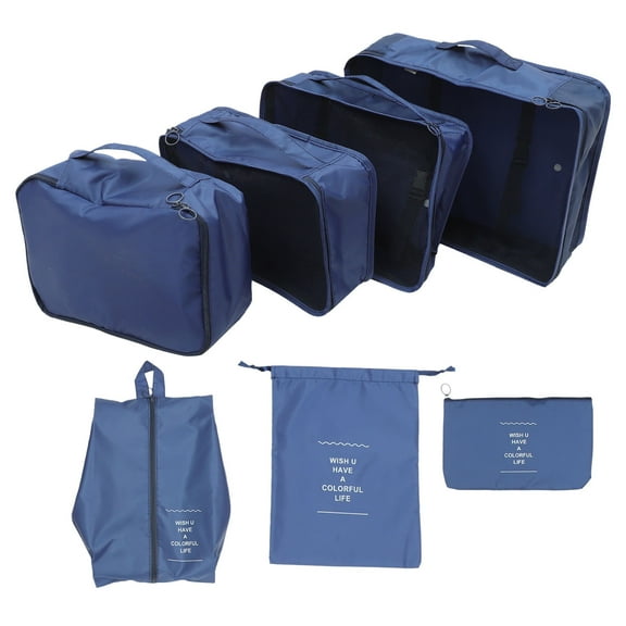 Amosfun 7Pcs Blue Packing Cubes for Suitcase Travel Organizer Bags Lightweight Storage Set