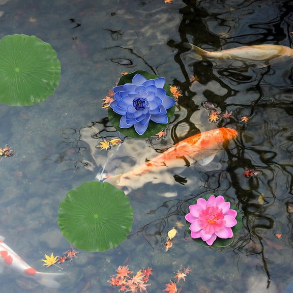 Amosfun 8Pcs Artificial Lotus Leaf Decorative Pond Plants Eva Material Wear Resistant Green