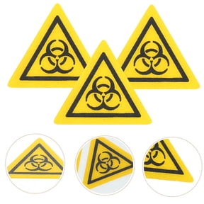 Amosfun 8Pcs Yellow Biological Hazard Safety Stickers Pc Material Durable Warning Labels for Laboratory Caution