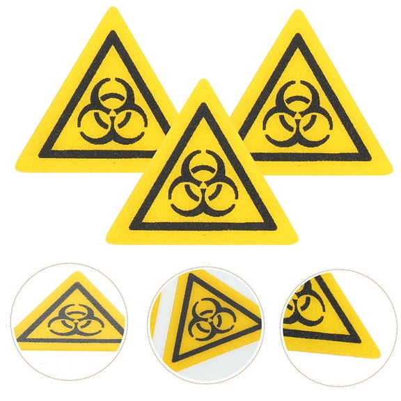 Amosfun 8Pcs Yellow Biological Hazard Safety Stickers Pc Material Durable Warning Labels for Laboratory Caution