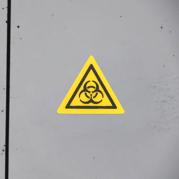 Amosfun 8Pcs Yellow Biological Hazard Safety Stickers Pc Material Durable Warning Labels for Laboratory Caution