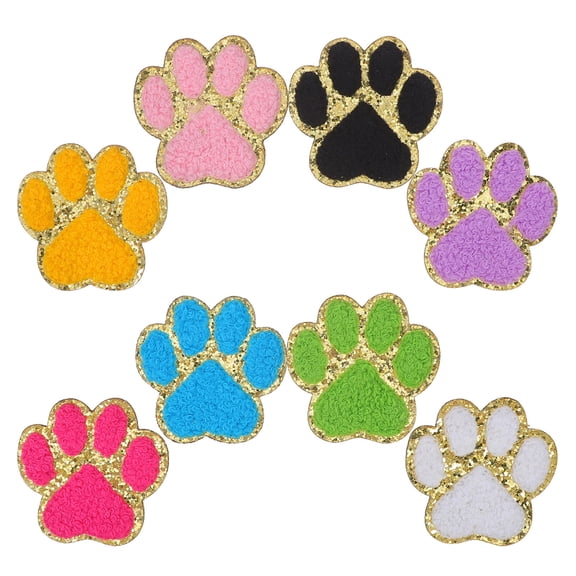 Amosfun 8Pcs Cute Paw Print Iron on Embroidered Patch for Clothing Backpacks Hats