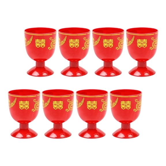 Amosfun Chinese Drinking Glasses Wine Cups Safe to Daily Meals 8pcs