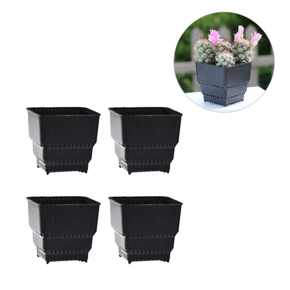 Amosfun 8Pcs Root Control Pot Black Resin Succulent Plant Pot with Drainage for Healthy Growth