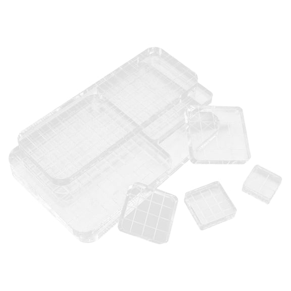 Amosfun 8-Piece Clear Acrylic Stamp Blocks with Grid Lines for Crafting, Card Making, and Decorative Projects