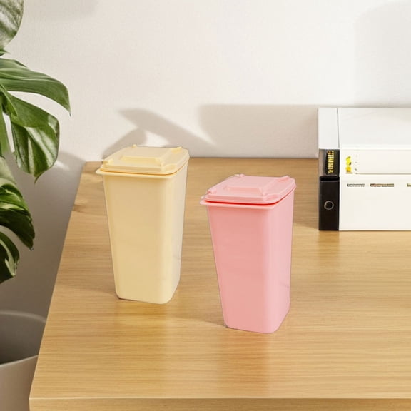 Amosfun 8pcs Mini Trash Can with Lid Rectangular PP Plastic for General Users and Candy