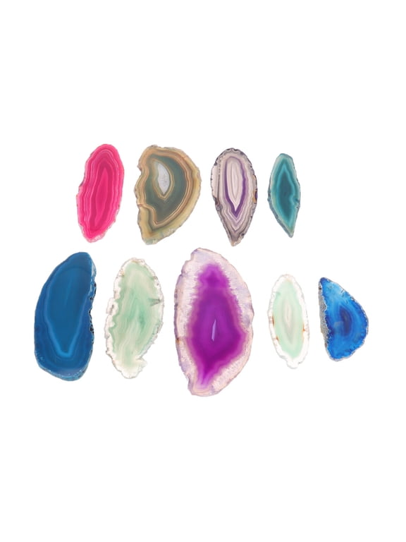 9-Piece Natural Agate Slices Assorted Colors for Crafting, Wind Chimes, Jewelry Pendants, and Home Decoration