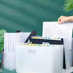 Amosfun White Accordion File Organizer with Handle, Multipurpose Receipt and Document Holder for Office and Home Use