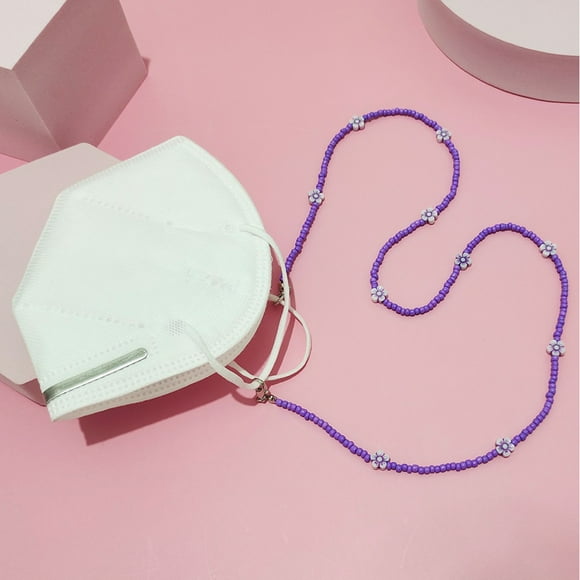Adjustable Mask Extender Strap Lanyard Natural Crystal Mask Chain Purple 1Set