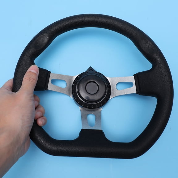Amosfun Adjustable Steering Wheel Alloy Black Steering Wheel for Vehicles 1Pcs