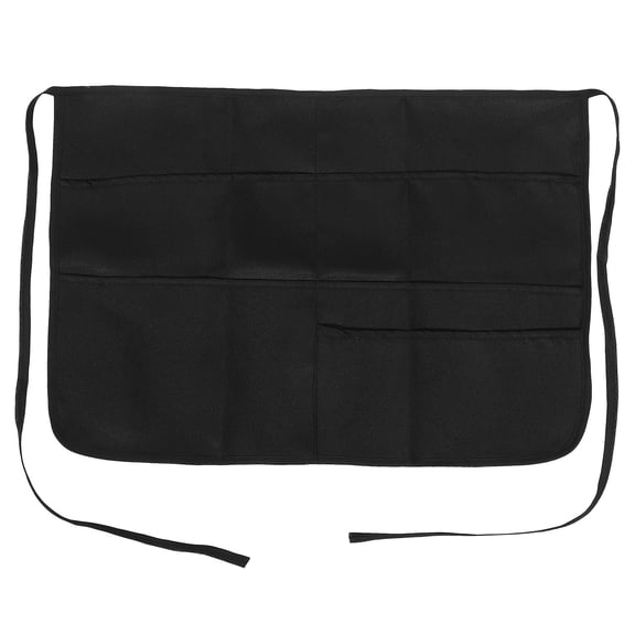 Amosfun Adjustable Waist Black Polyester Apron with Multiple Pockets Ideal for Kitchen and Cafe Work