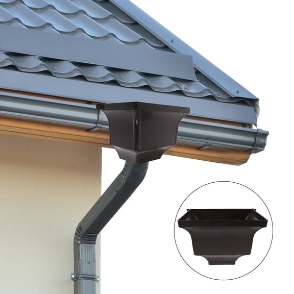 Amosfun Aluminum Gutter Downspout Adapter in Coffee Color, Versatile Installation, Effective Anti-Overflow Solution for Rainwater Management