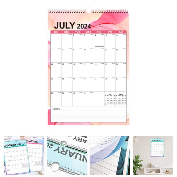 Amosfun Multi Colored 2024 2025 Wall Calendar for Home Monthly Appointment and Holiday Planning