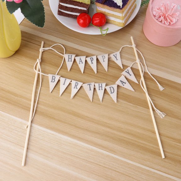Amosfun Assorted Color Cake Topper Garland for Birthday Party Wedding Banquet and Holiday Decoration