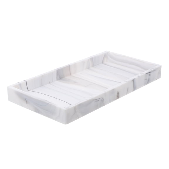 Amosfun White Silicone Bathroom Vanity Tray - Stylish Home Storage Organizer for Toiletries and Accessories