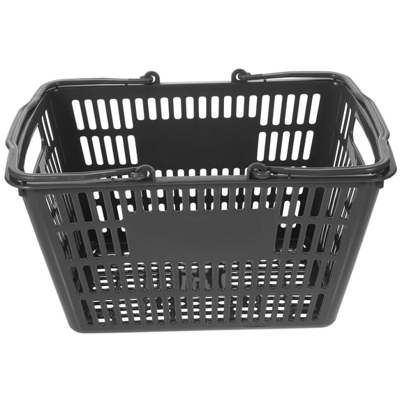 Amosfun 1Pc Practical Shopping Basket Black Plastic with Portable Handles